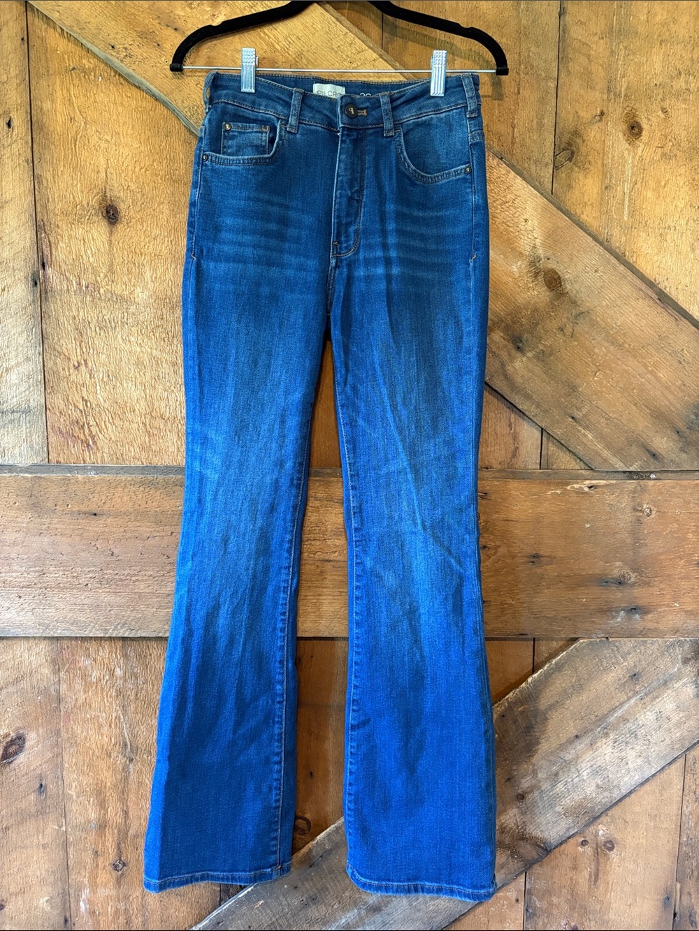 Pilcro Wide Leg Jeans Deep Blue Wash High Rise Denim Womens Size 26